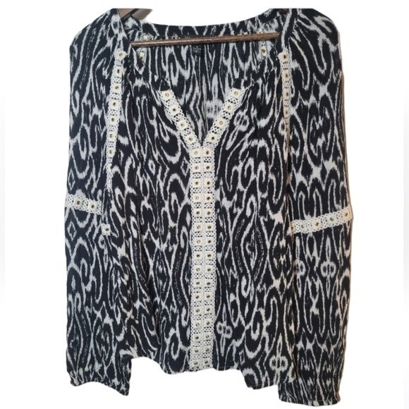 INC International Concept Womens Tribe DC Frenzy Peasant Top - Picture 1 of 9